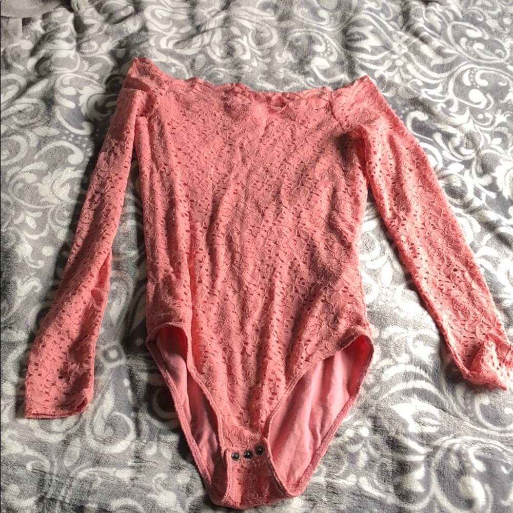 Off shoulder lace body suit